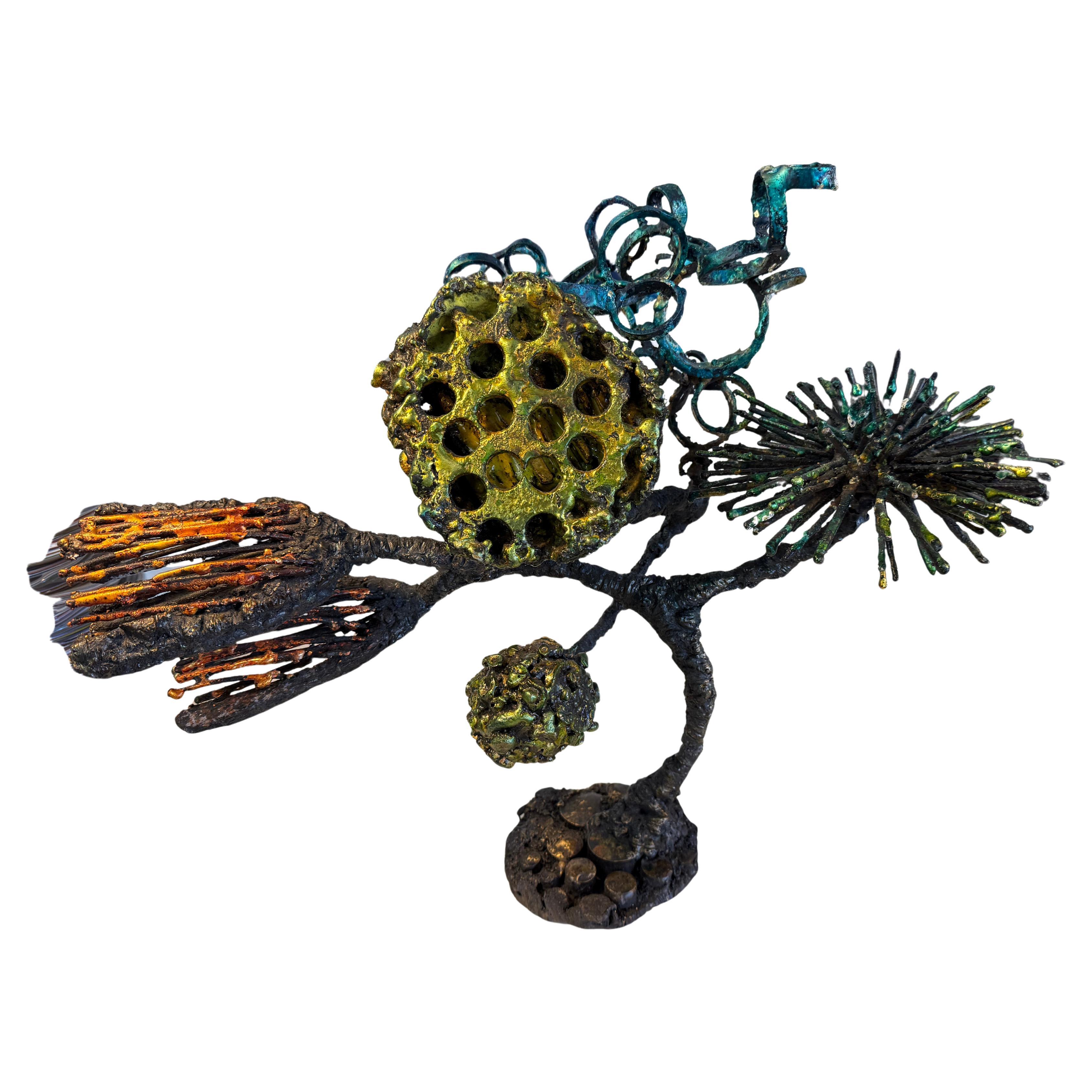 James Bearden 2022 Brutalist Blacked Steel and Enamel Tree For Sale
