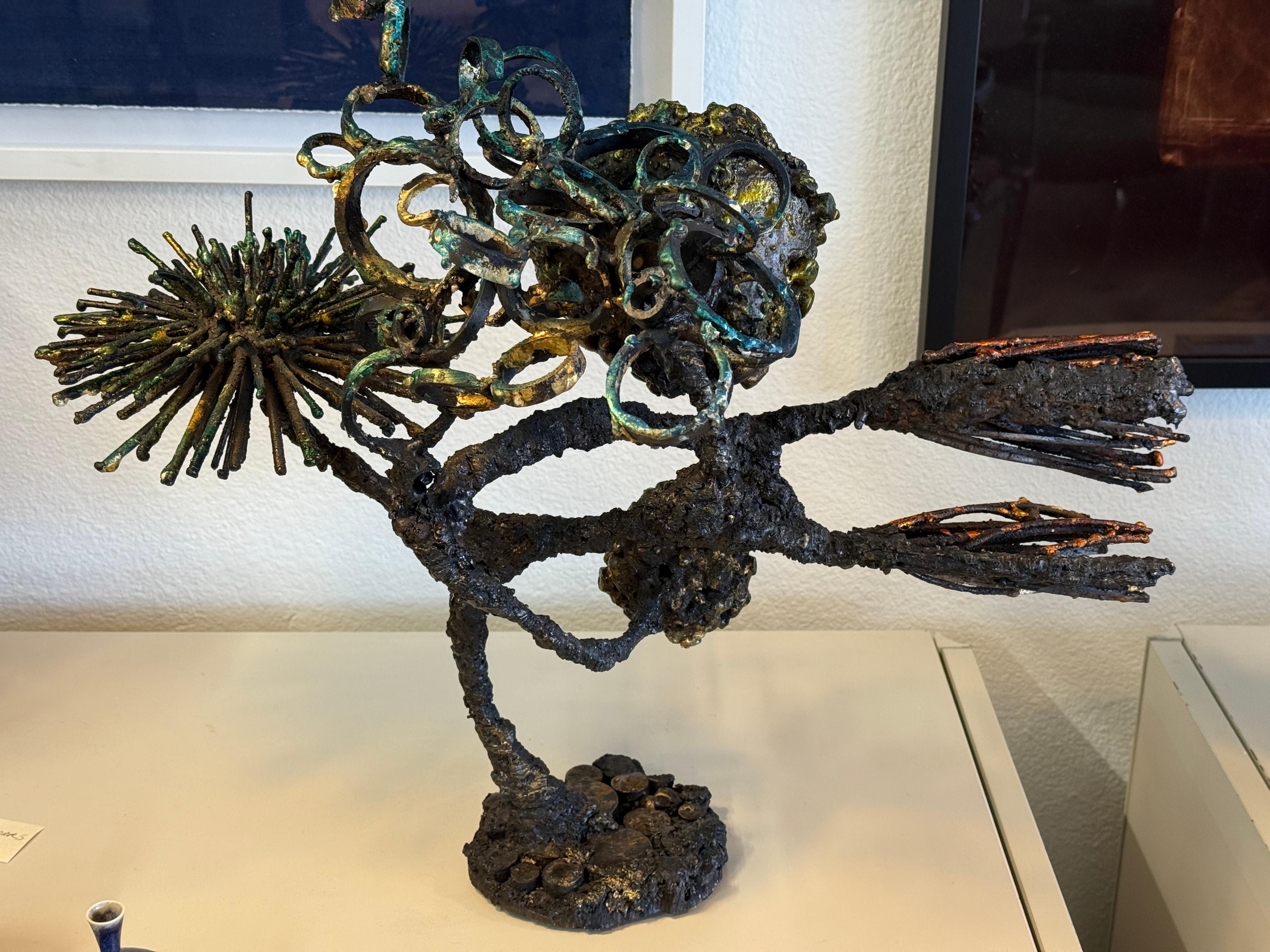 James Bearden 2022 Brutalist Blacked Steel and Enamel Tree For Sale 5