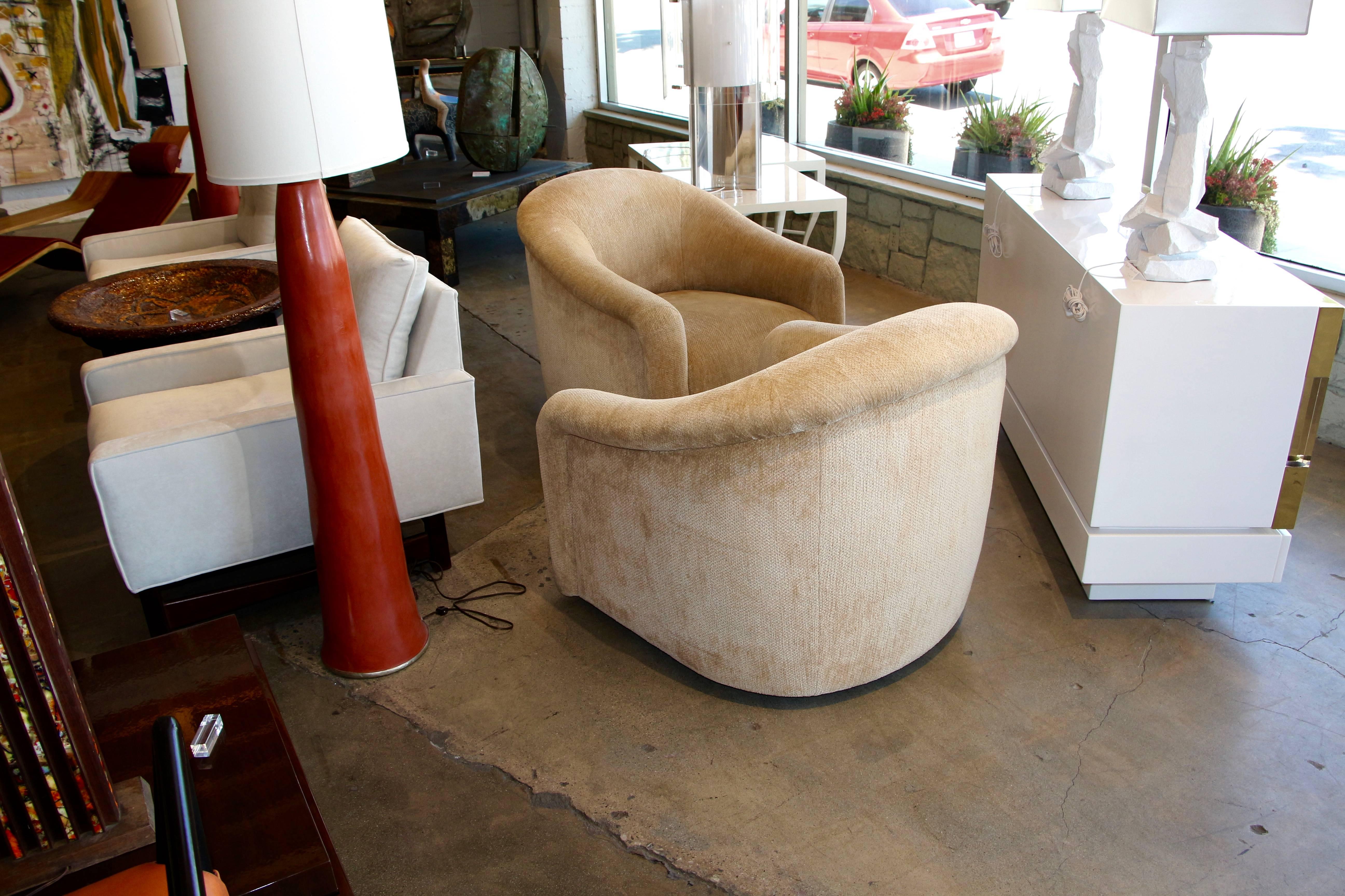 A. Rudin Nubby Fabric Club Chairs with Original Labels at 1stDibs | a ...