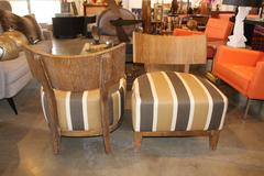 Elegant Cerused Limed Oak Chairs, Newly Upholstered