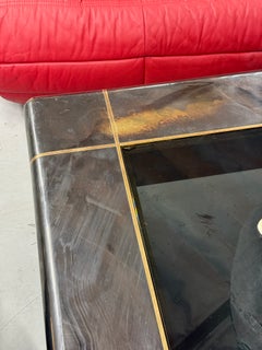 Karl Springer Gun Metal Steel and Smoked Glass Coffee Table