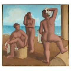 Melvin Klapholz „Nackte Badende“ 1962 Öl auf Leinwand