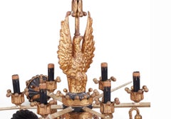 Wonderful Crossed Swords and Eagle 6 Light Toleware Chandelier