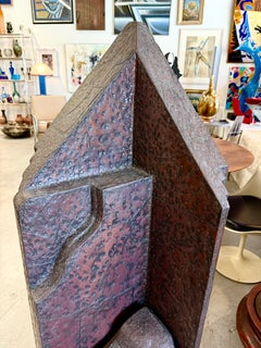 Hand Hammered Copper Clad Cedar Abstract Geometric Sculpture by Bill Anson