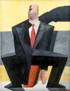 “Homma Assis” 1990/91 Mixed Media by Noted French Artist Alain Staehlin