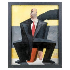 “Homma Assis” 1990/91 Mixed Media by Noted French Artist Alain Staehlin