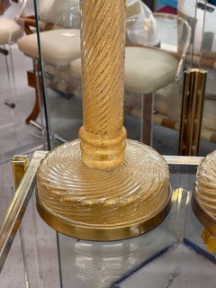 Coppia di grandi lampade alte Barovier e Toso con riflessi dorati