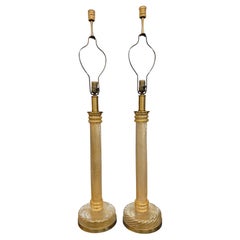Pair of Large tall Barovier and Toso Gold Flecked Lamps