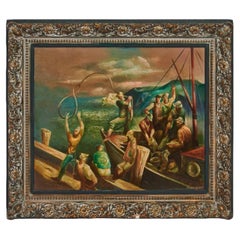 Michael Lenson Noted NJ WPA Artist Painting of Fisherman