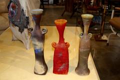 Three Beautiful Art Glass Vases Signed Ignis in the Scavo Style