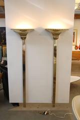 1979 Chapman Brass Sconces or Wall-Mounted Torchieres with Brass Wire Guards
