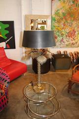 Bronze or Brass Palm Tree Lamp with Original Shade