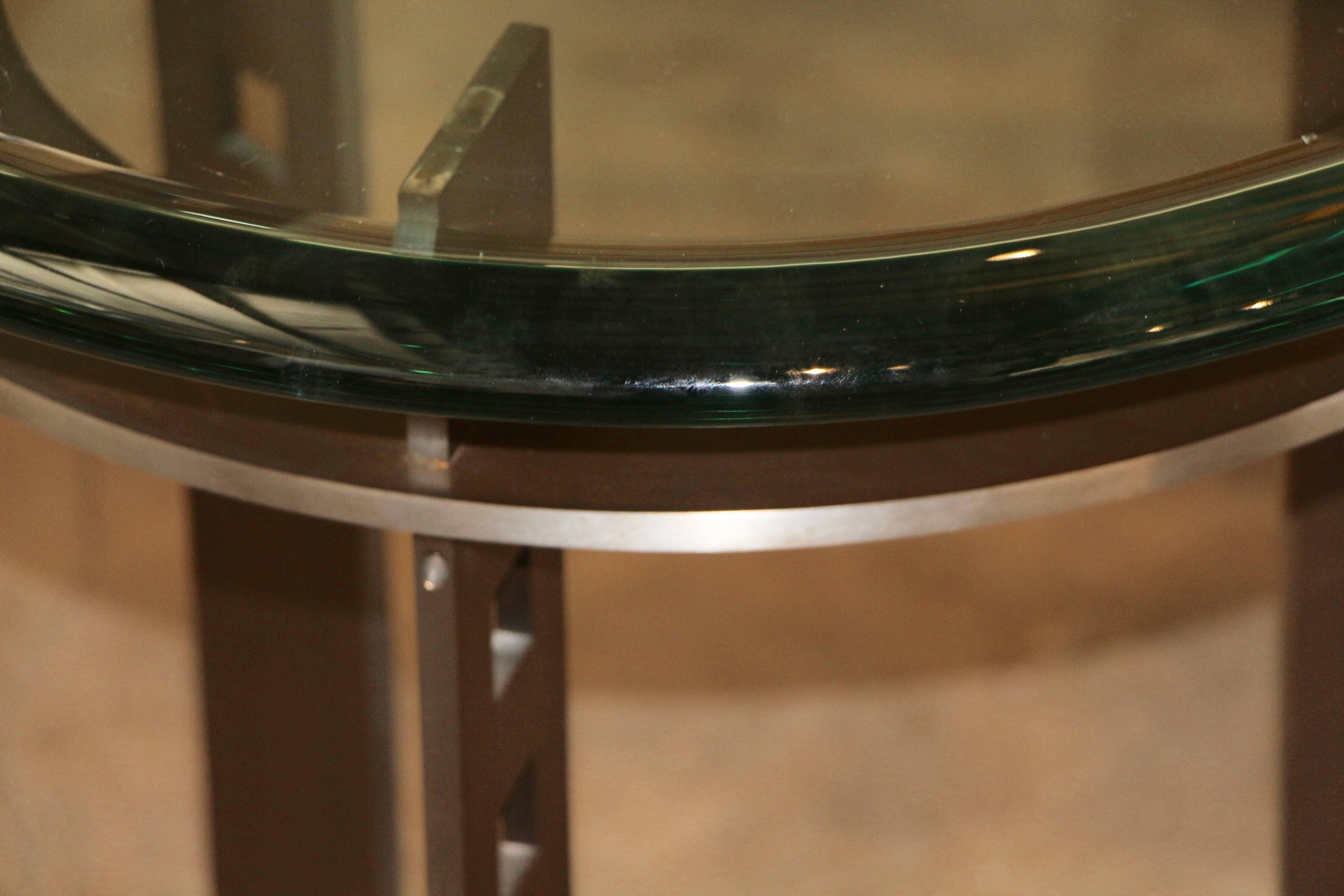 20th Century Unique Elegant Side Table with a Thick Glass Top