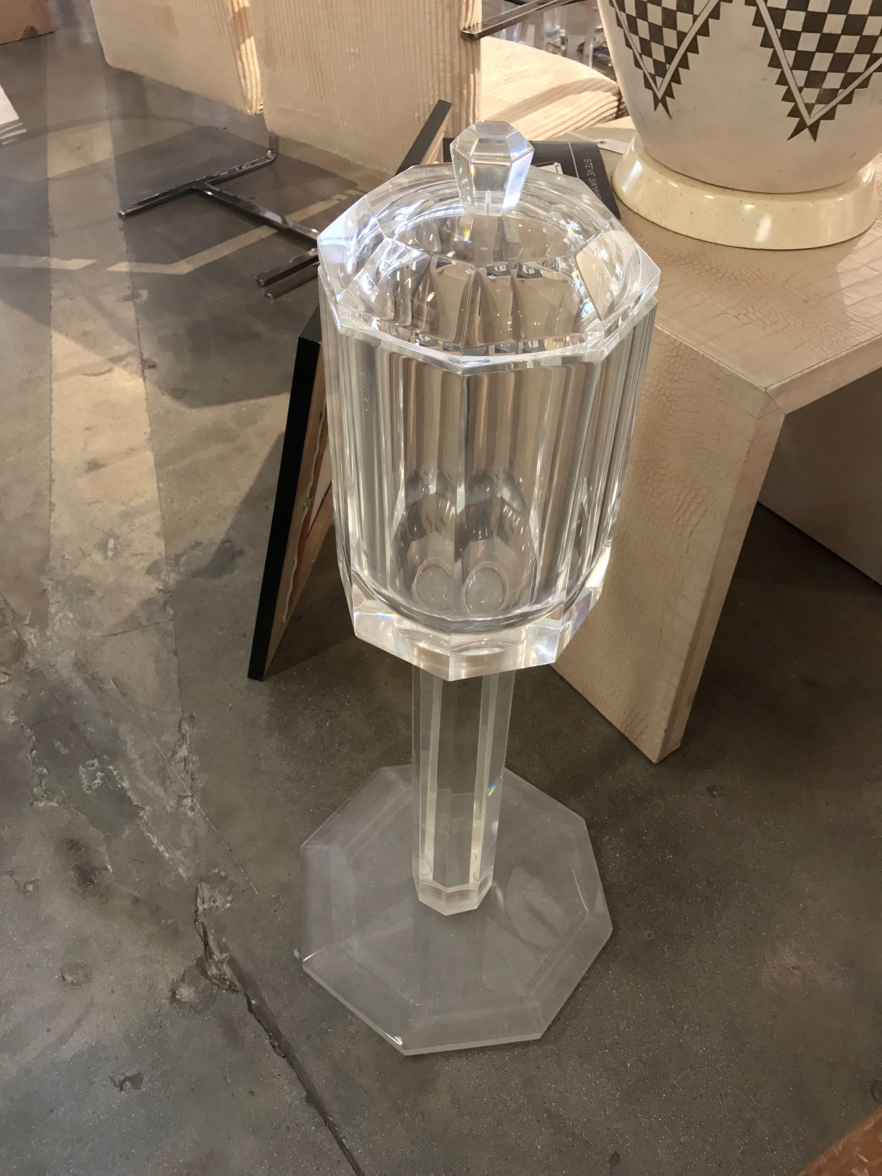 Cast Lucite Ice Bucket or Wine Cooler on Stand