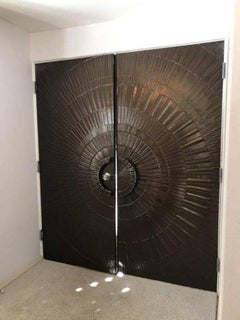 Double-Sided Architectural Bronze Brutalist Sunburst Doors