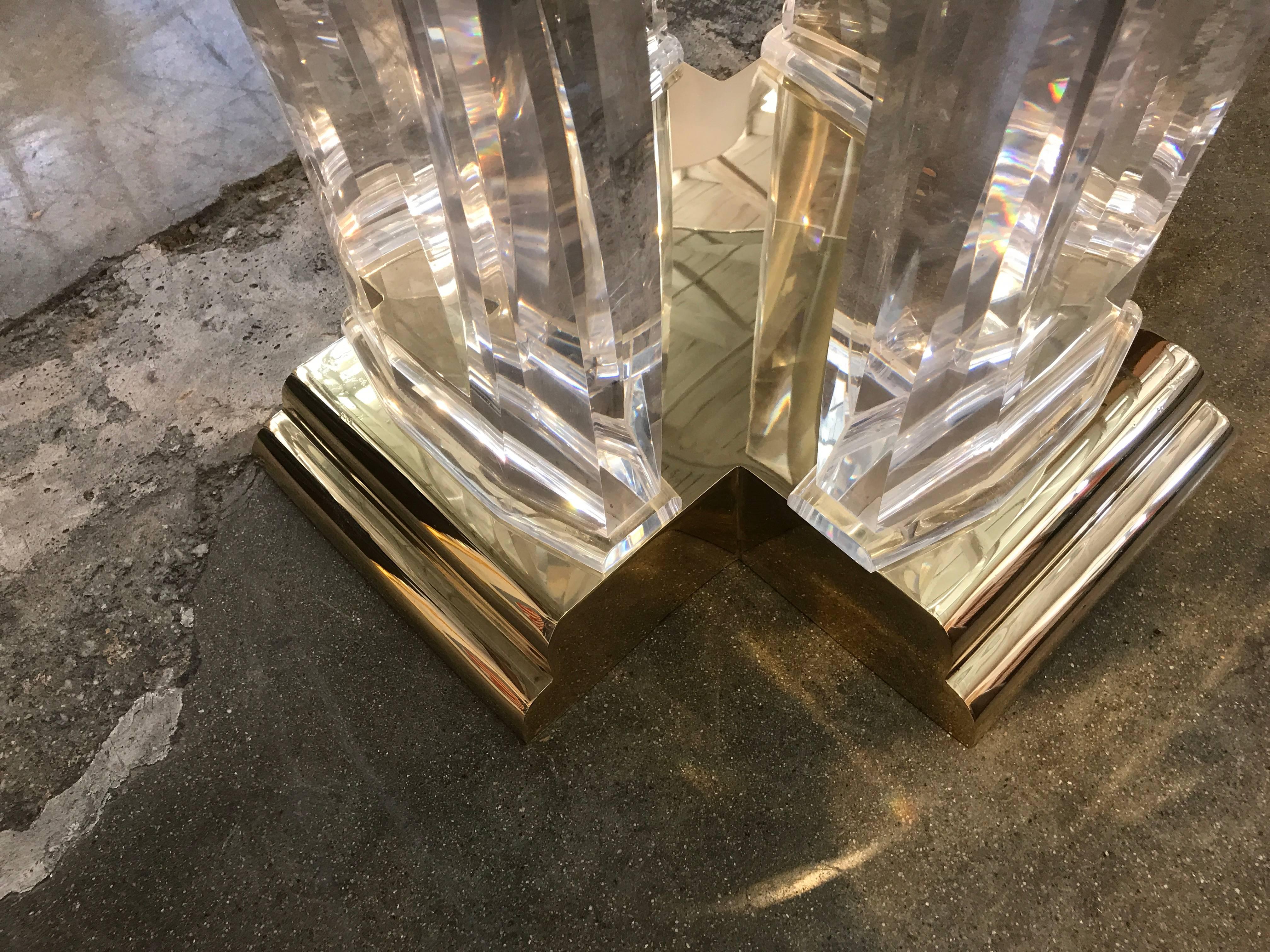 Jeffery Bigelow Brass Lucite and Glass Dining Table 4