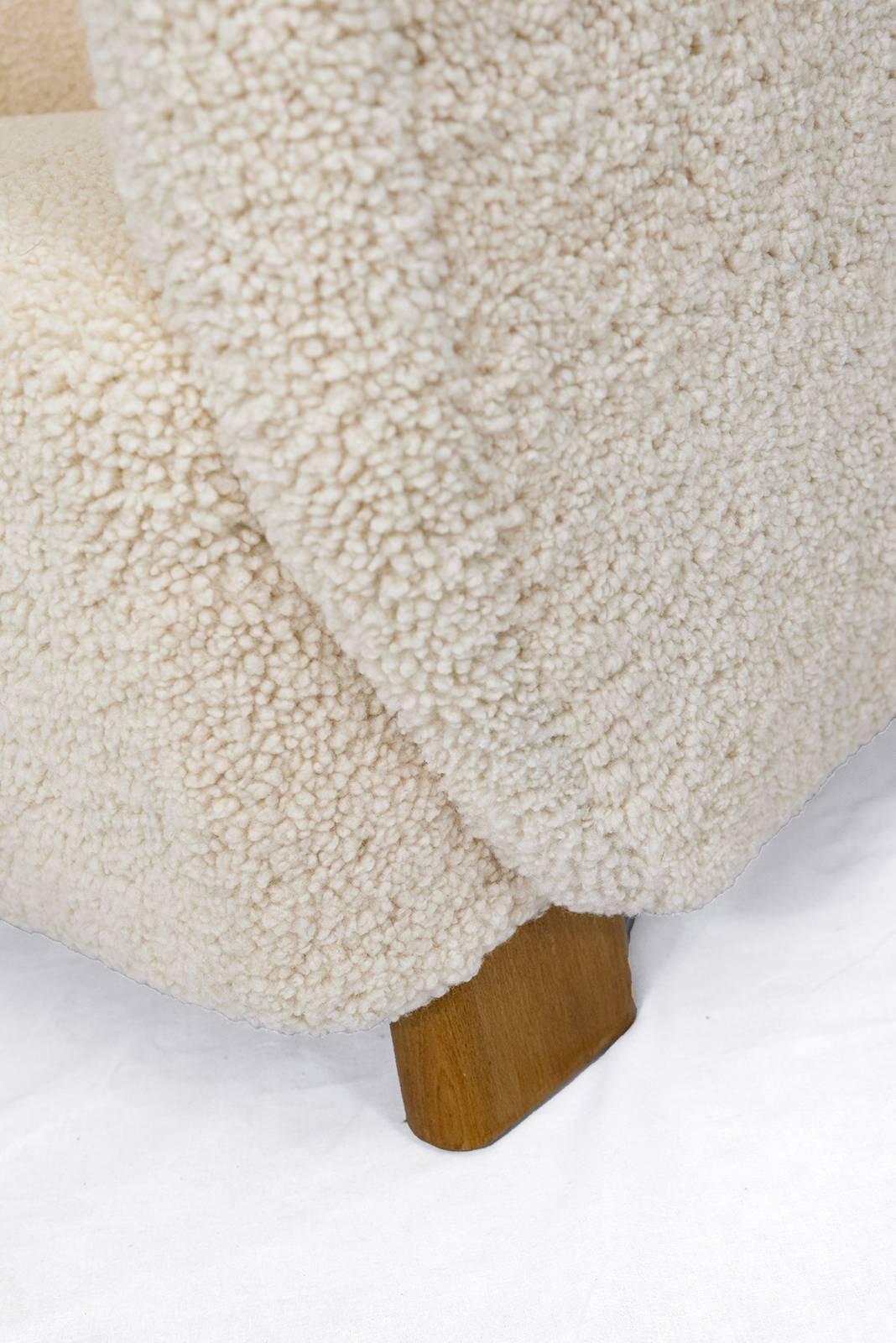 Beech Scandinavian Sheepskin Lounge Chair