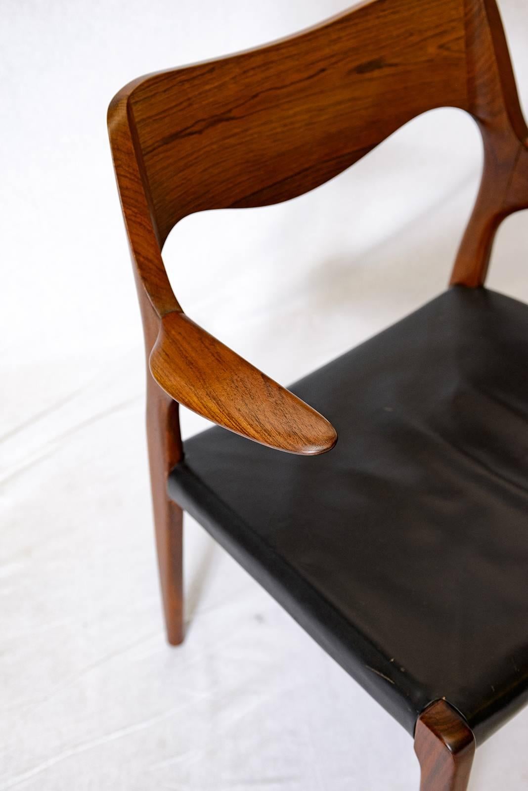 Mid-20th Century Niels Møller Rosewood Model 55 Armchair