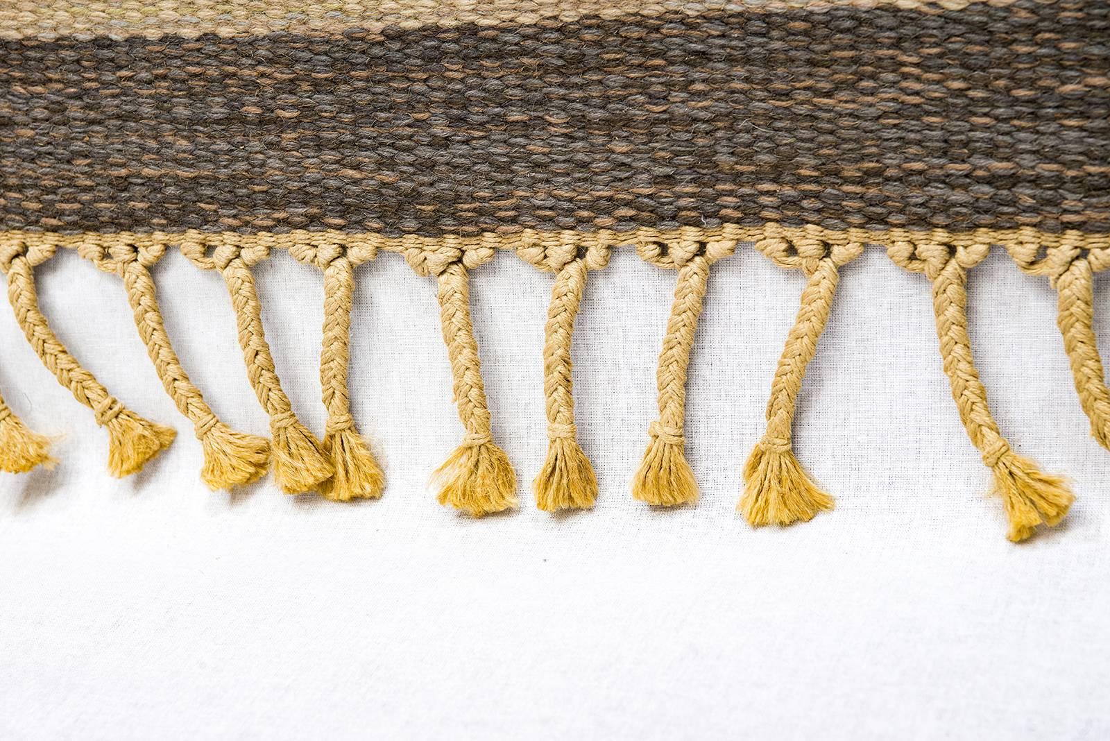Vintage Swedish Flat-Weave Carpet Signed AW 2