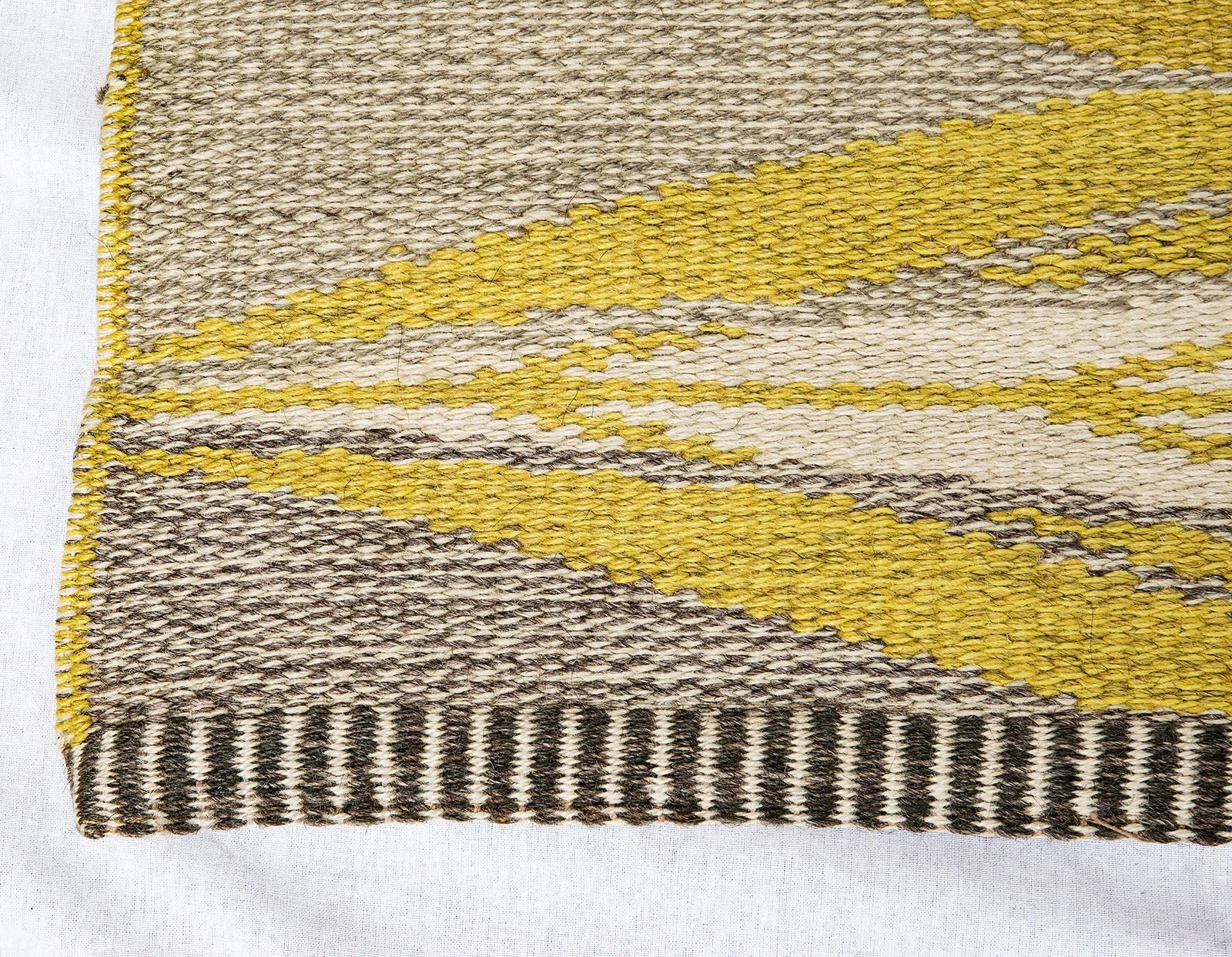 Hand-Woven Vintage Ingrid Dessau Flat-Weave Swedish Carpet