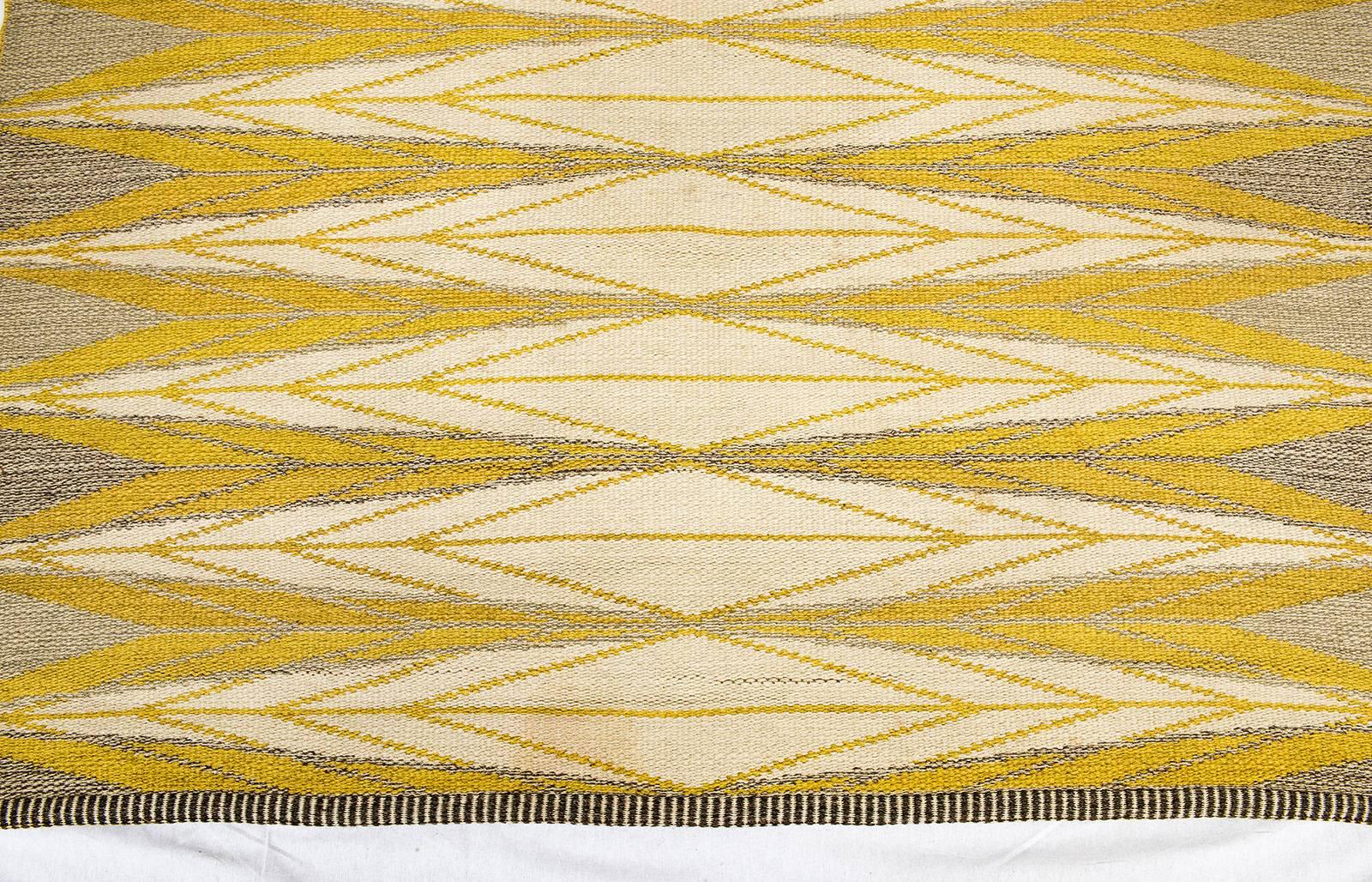 Vintage Ingrid Dessau flat-weave Swedish carpet.