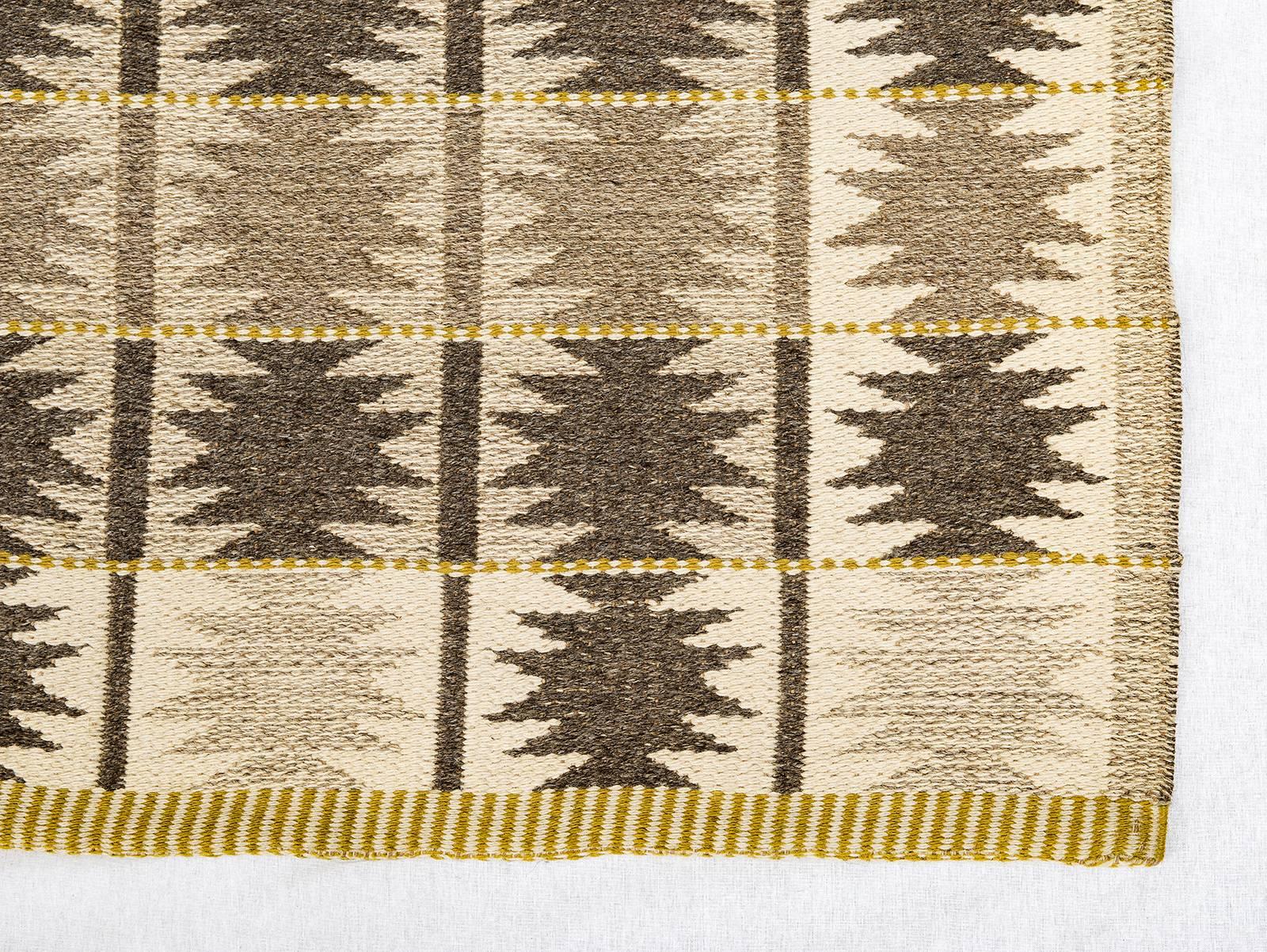 Hand-Woven Vintage Swedish Flat-Weave Carpet 