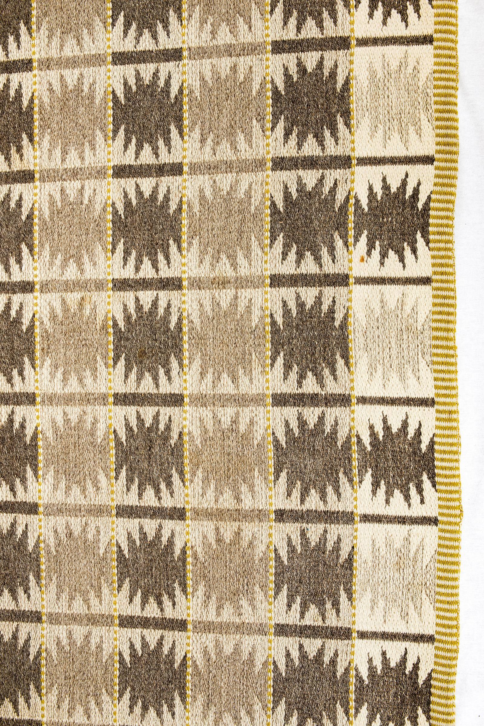 Scandinavian Modern Vintage Swedish Flat-Weave Carpet 