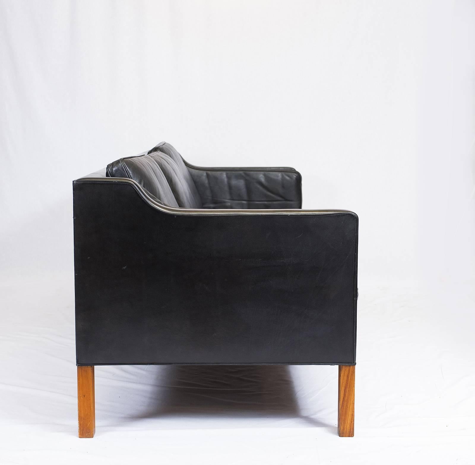 Børge Mogensen Model #2213 Three-Seat Leather Sofa 1