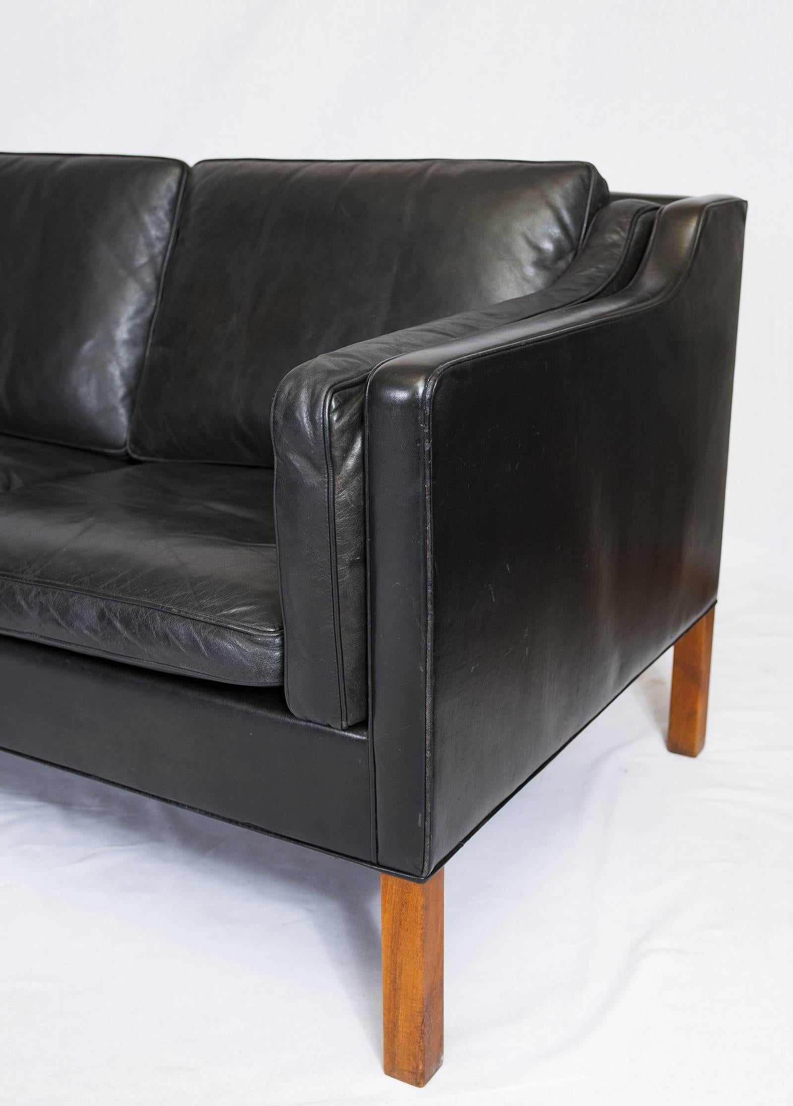 Børge Mogensen Model #2213 Three-Seat Leather Sofa 2