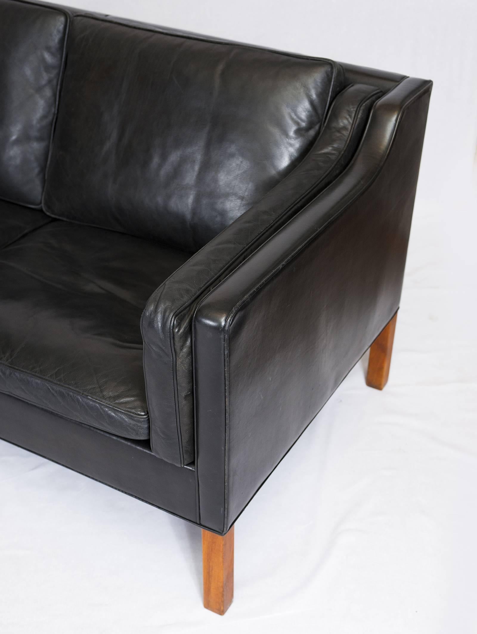 Børge Mogensen Model #2213 Three-Seat Leather Sofa 3