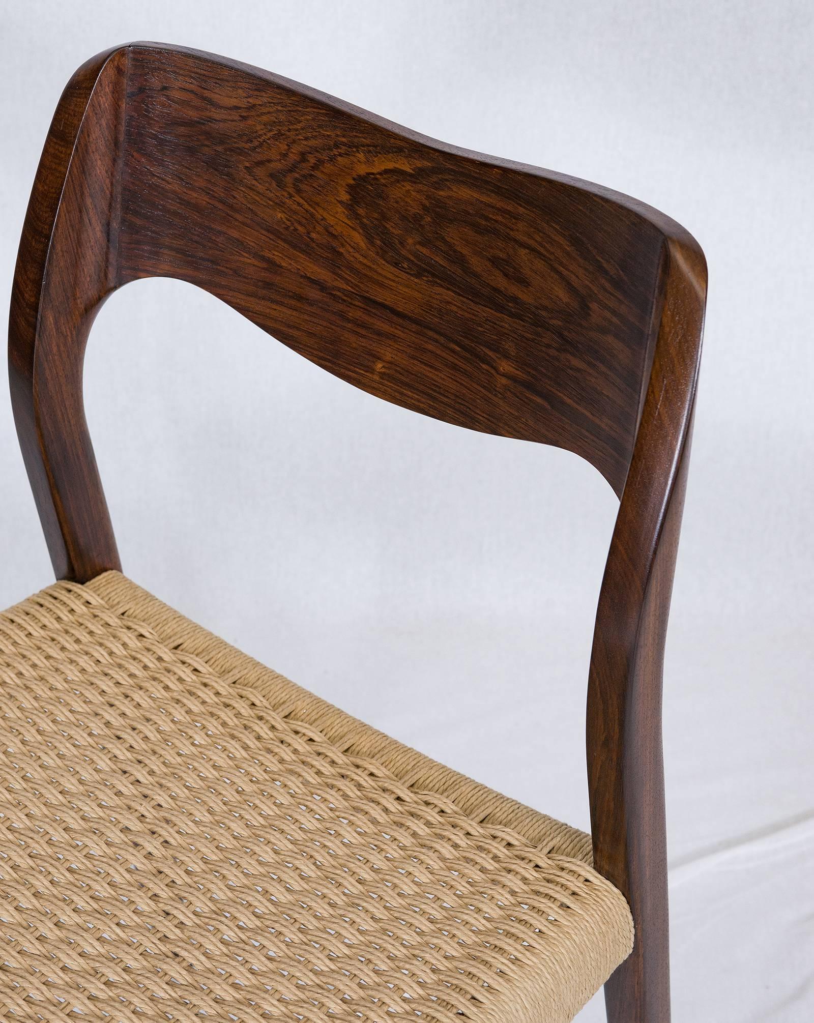 Set of Eight Rosewood Niels Møller Model #71 Dining Chairs 2