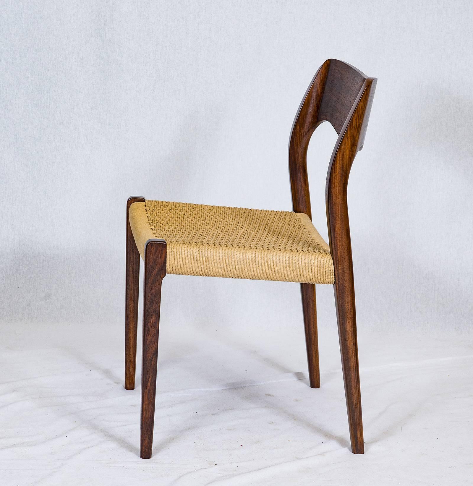 Danish Set of Eight Rosewood Niels Møller Model #71 Dining Chairs