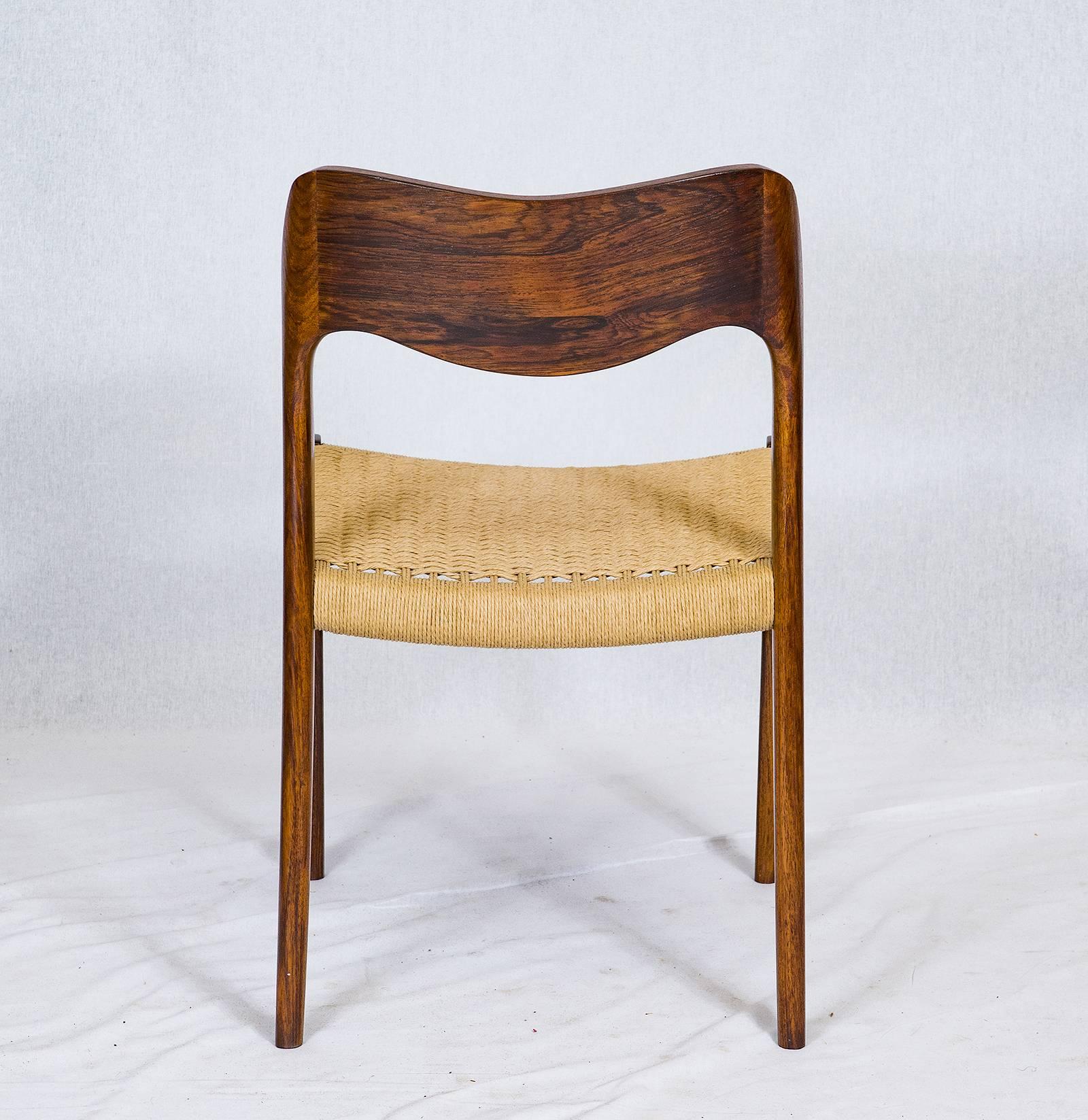 Mid-20th Century Set of Eight Rosewood Niels Møller Model #71 Dining Chairs