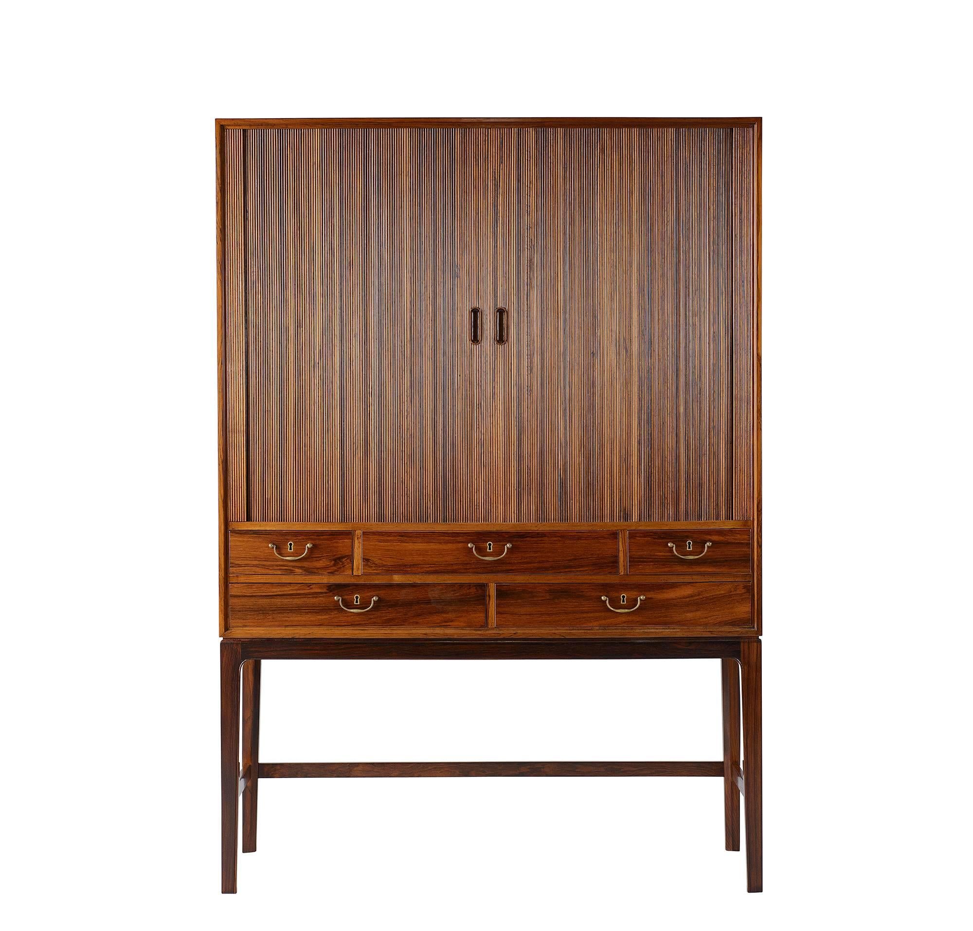 Ole Wanscher Rosewood Tambour Cabinet