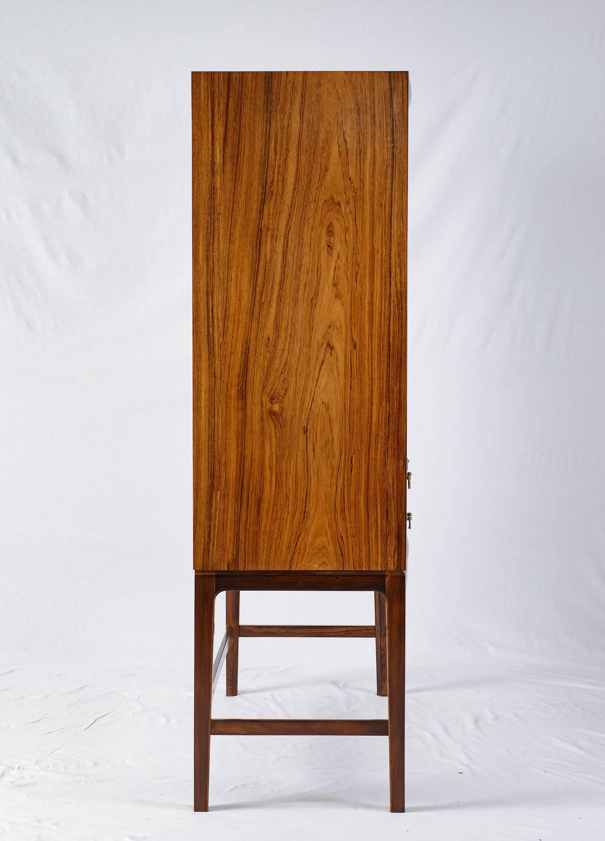 Ole Wanscher Rosewood Tambour Cabinet In Excellent Condition In Los Angeles, CA