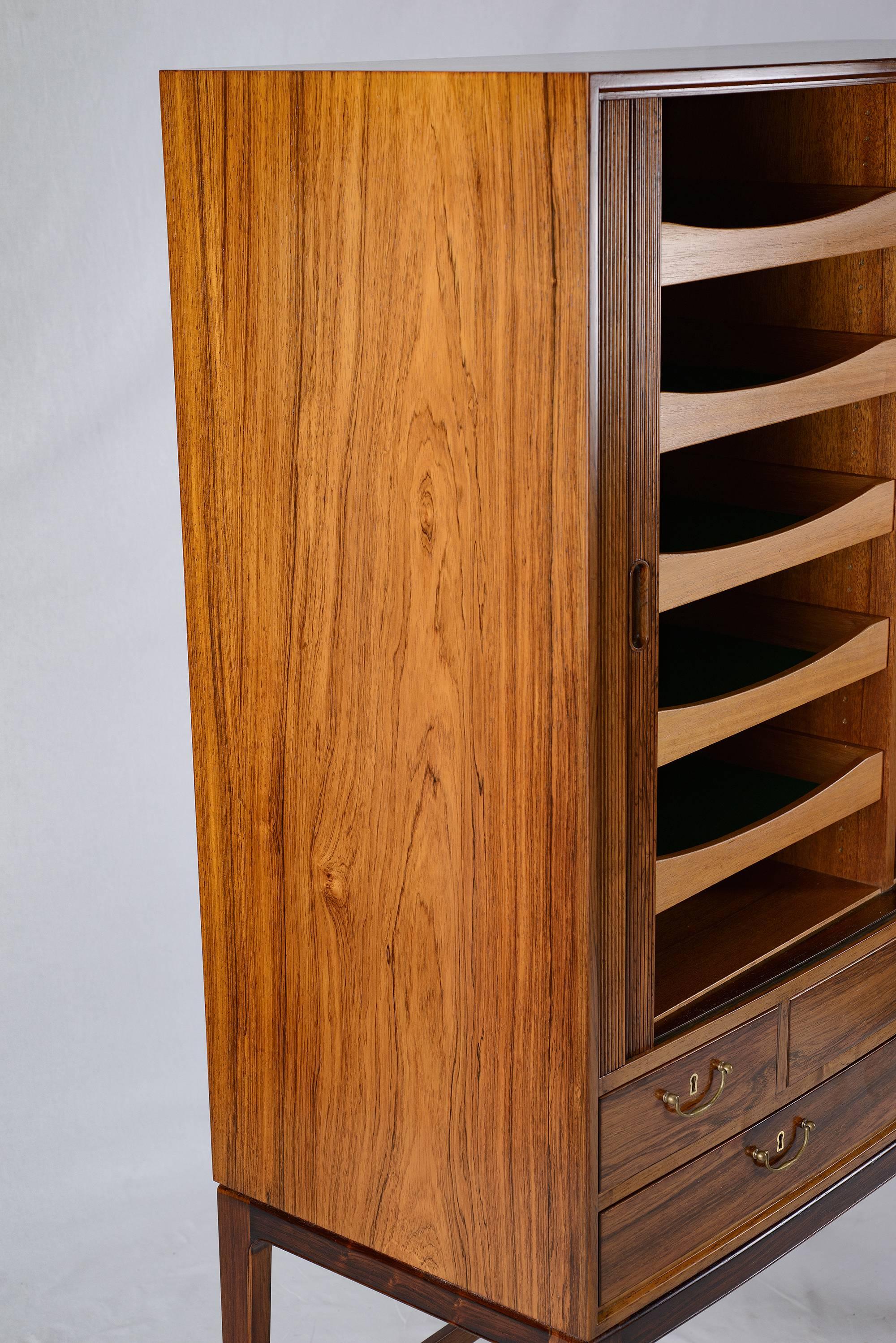Mid-20th Century Ole Wanscher Rosewood Tambour Cabinet