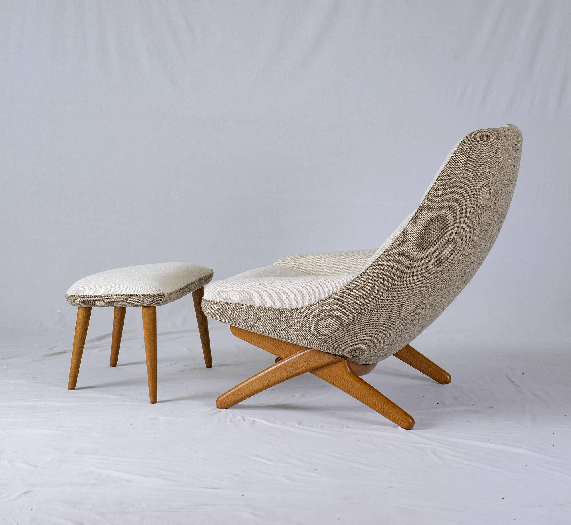 Scandinavian Modern Illum Wikkelsø ML-91 Lounge Chair and Footstool