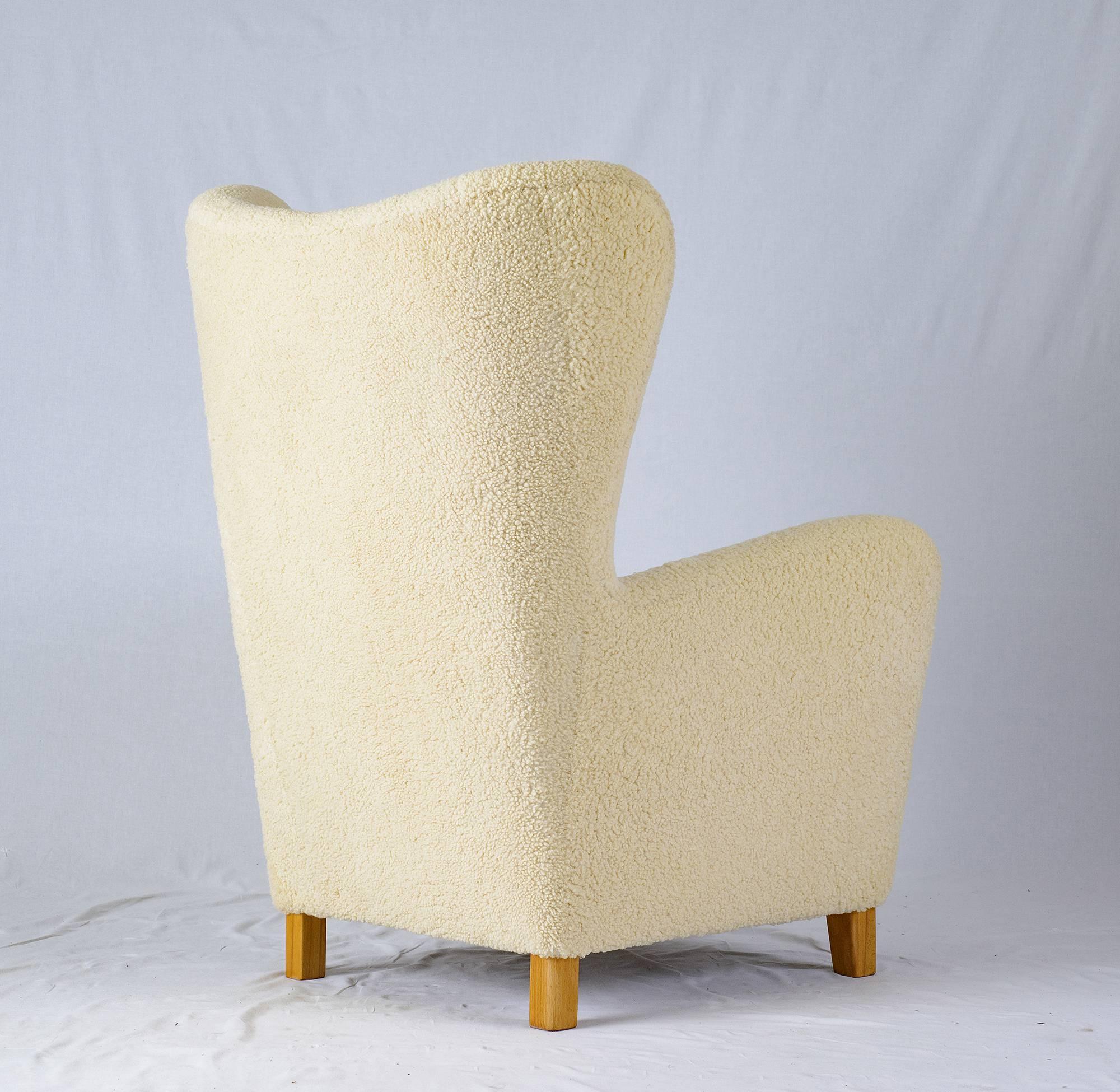Mid-20th Century Fritz Hansen Sheepskin High Back Chair