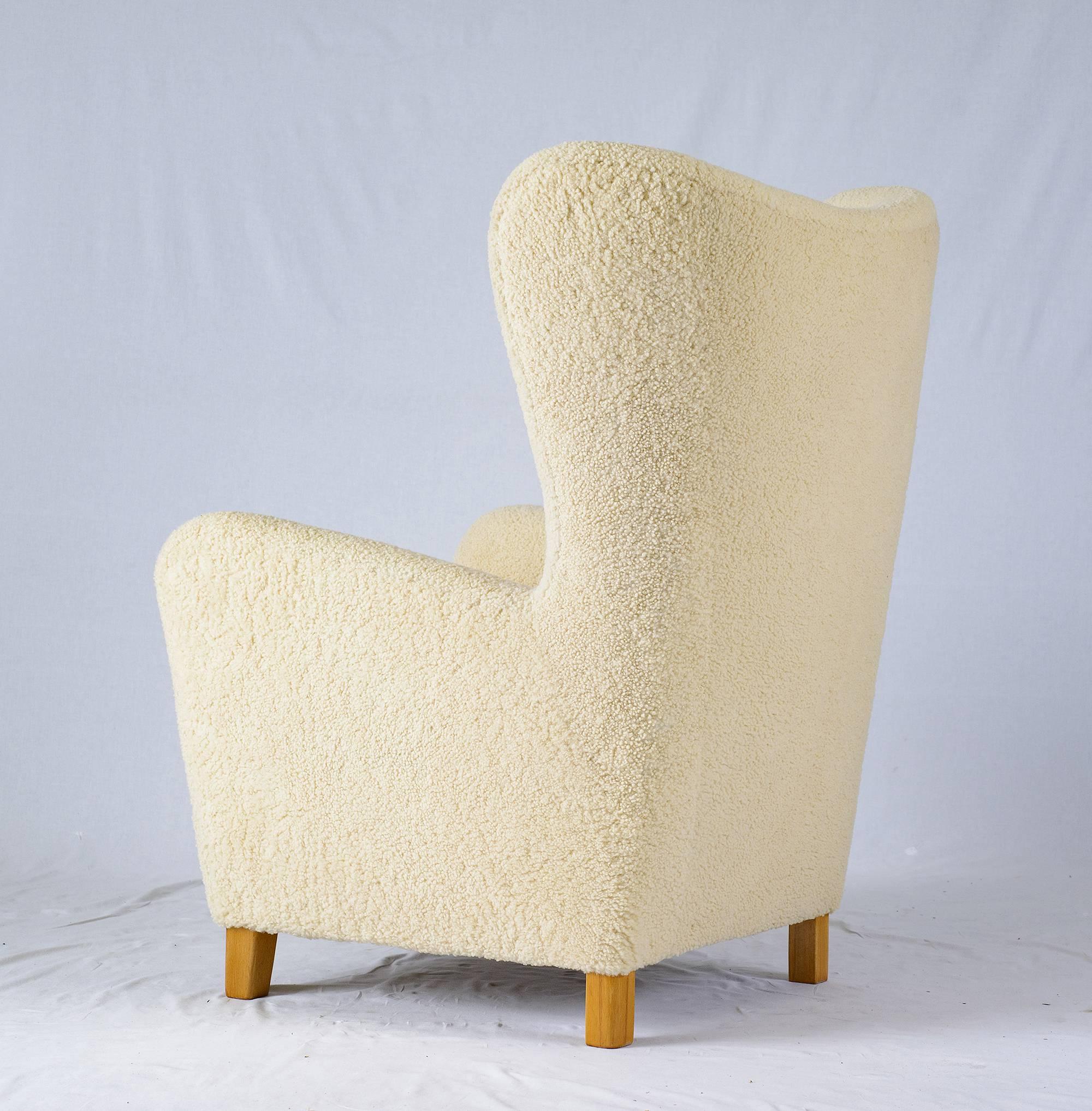 Beech Fritz Hansen Sheepskin High Back Chair