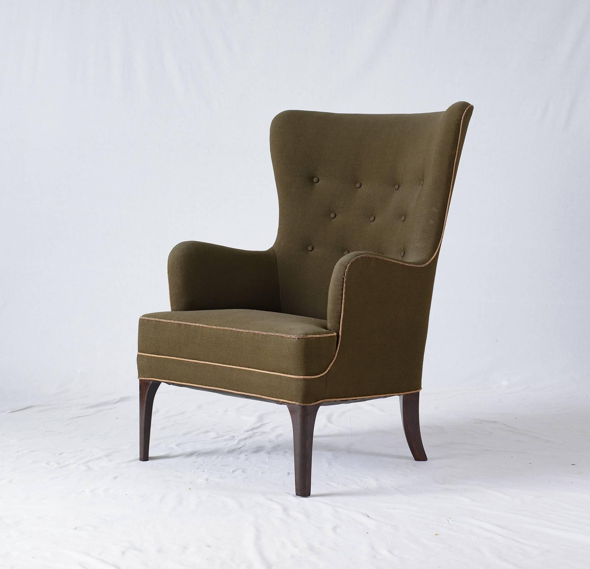 Danish Frits Henningsen High Back Lounge Chair