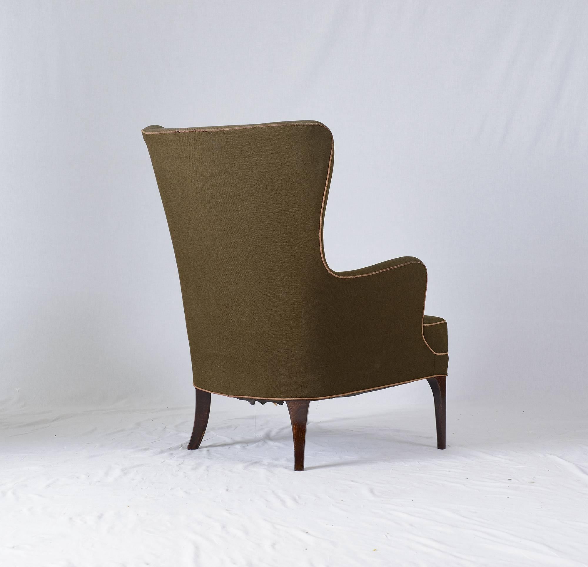 Beech Frits Henningsen High Back Lounge Chair
