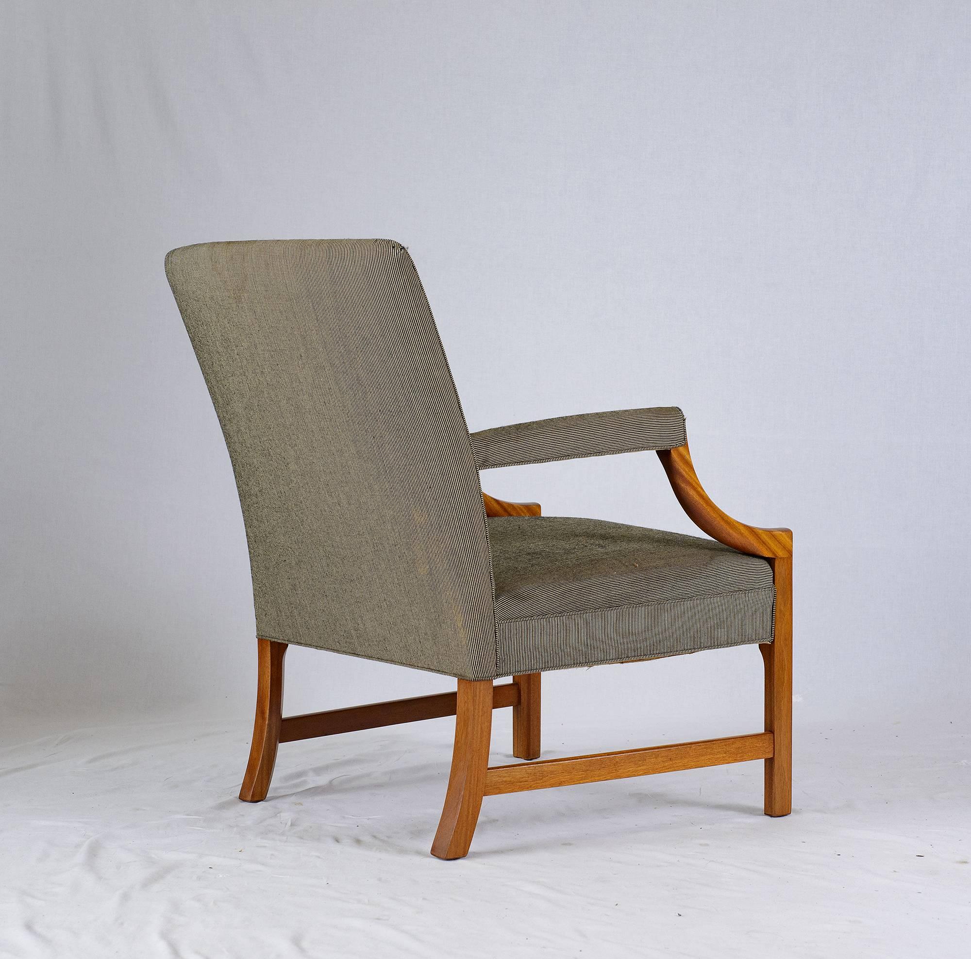Fabric Pair of Ole Wanscher Armchairs
