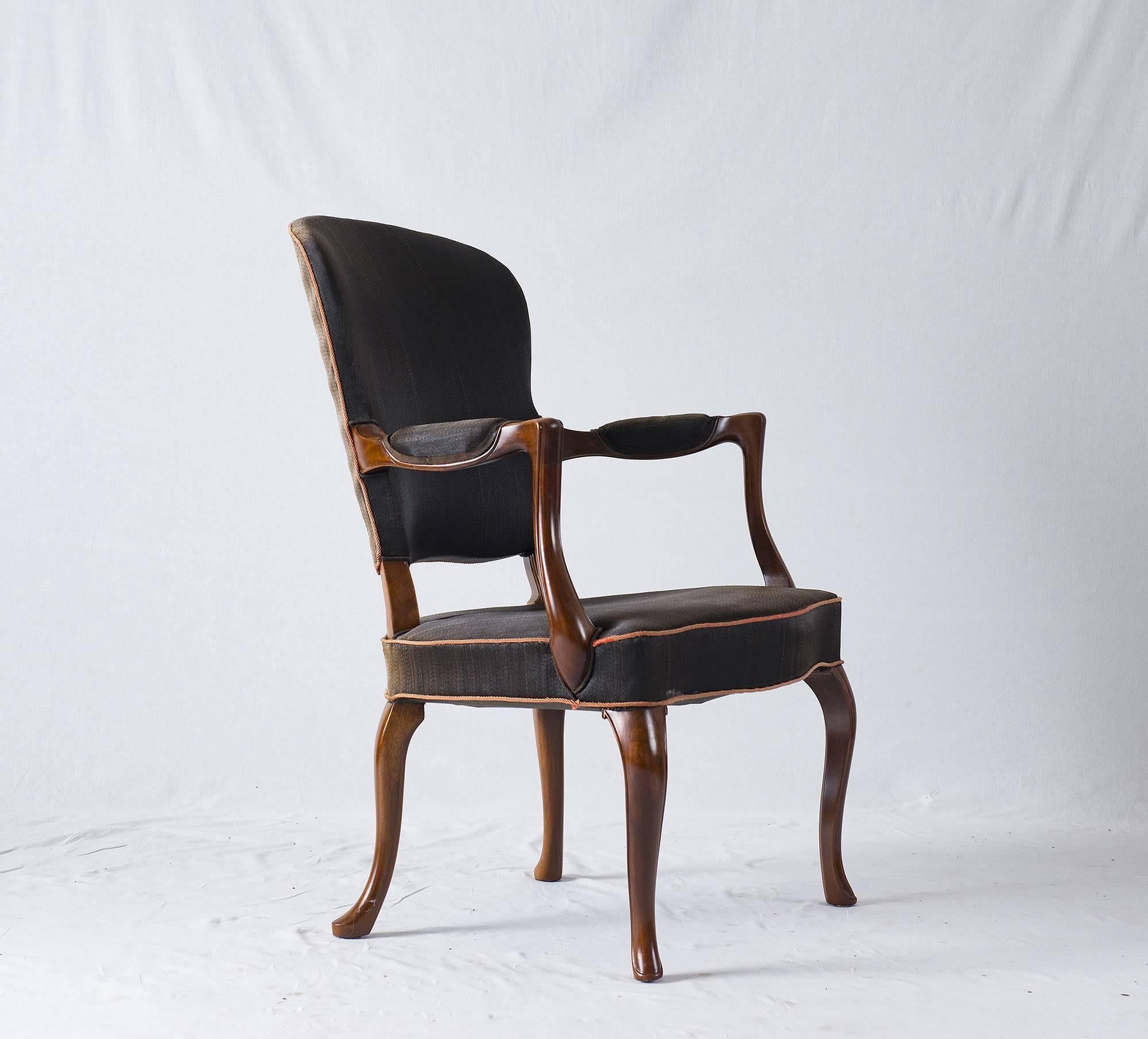 Frits Henningsen armchair with original horsehair upholstery.