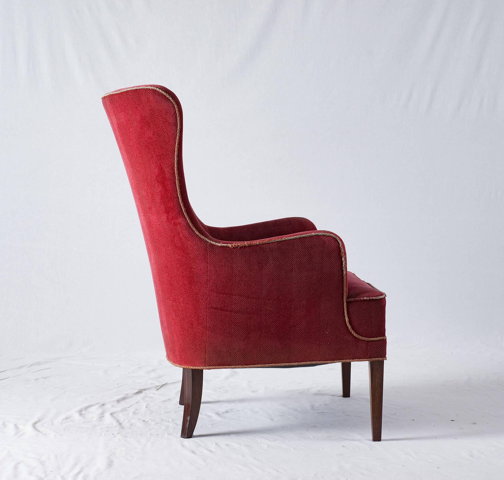 Danish Frits Henningsen High Back Lounge Chair
