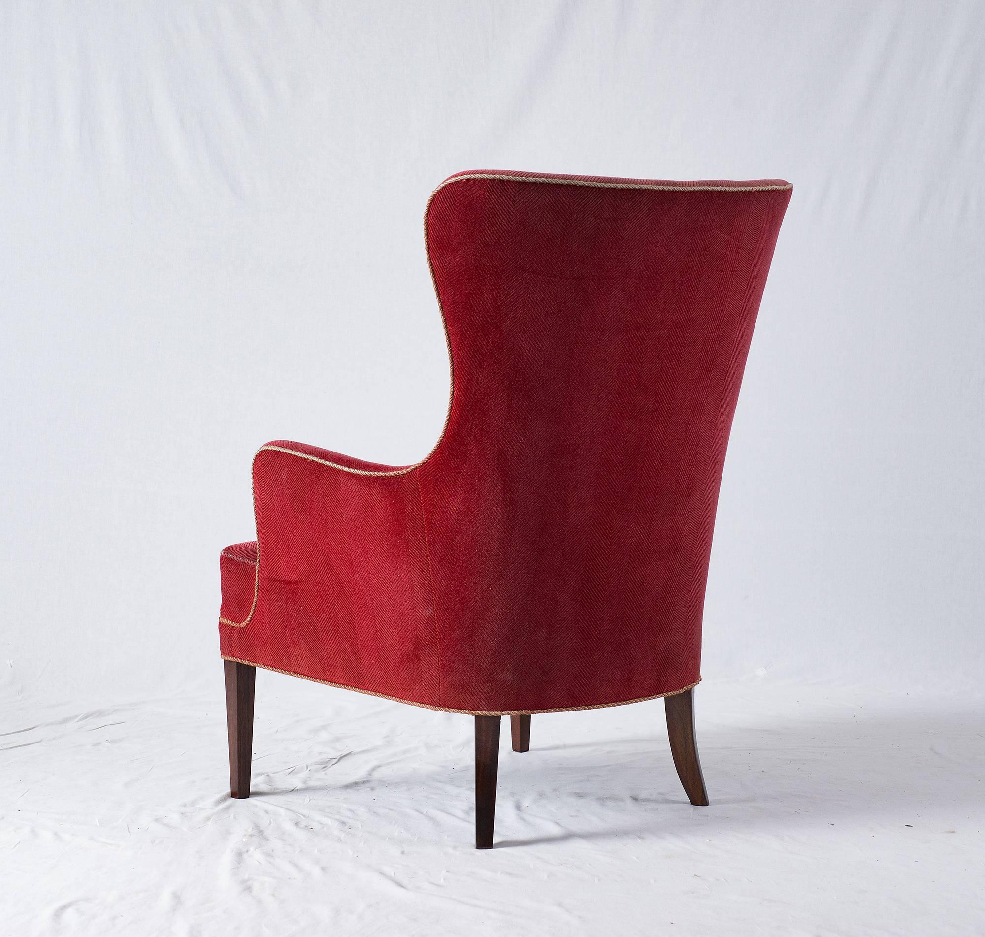 Fabric Frits Henningsen High Back Lounge Chair