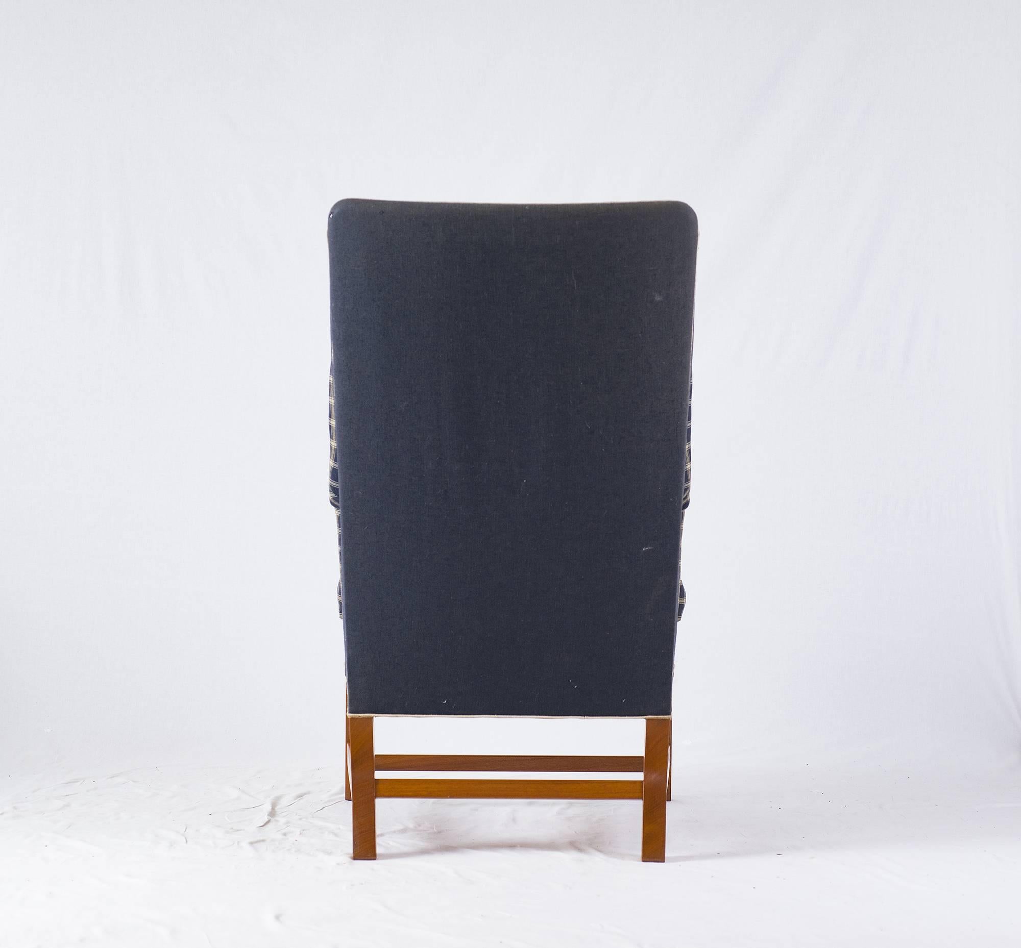 Mid-20th Century Kaare Klint Wingback Chair and Stool