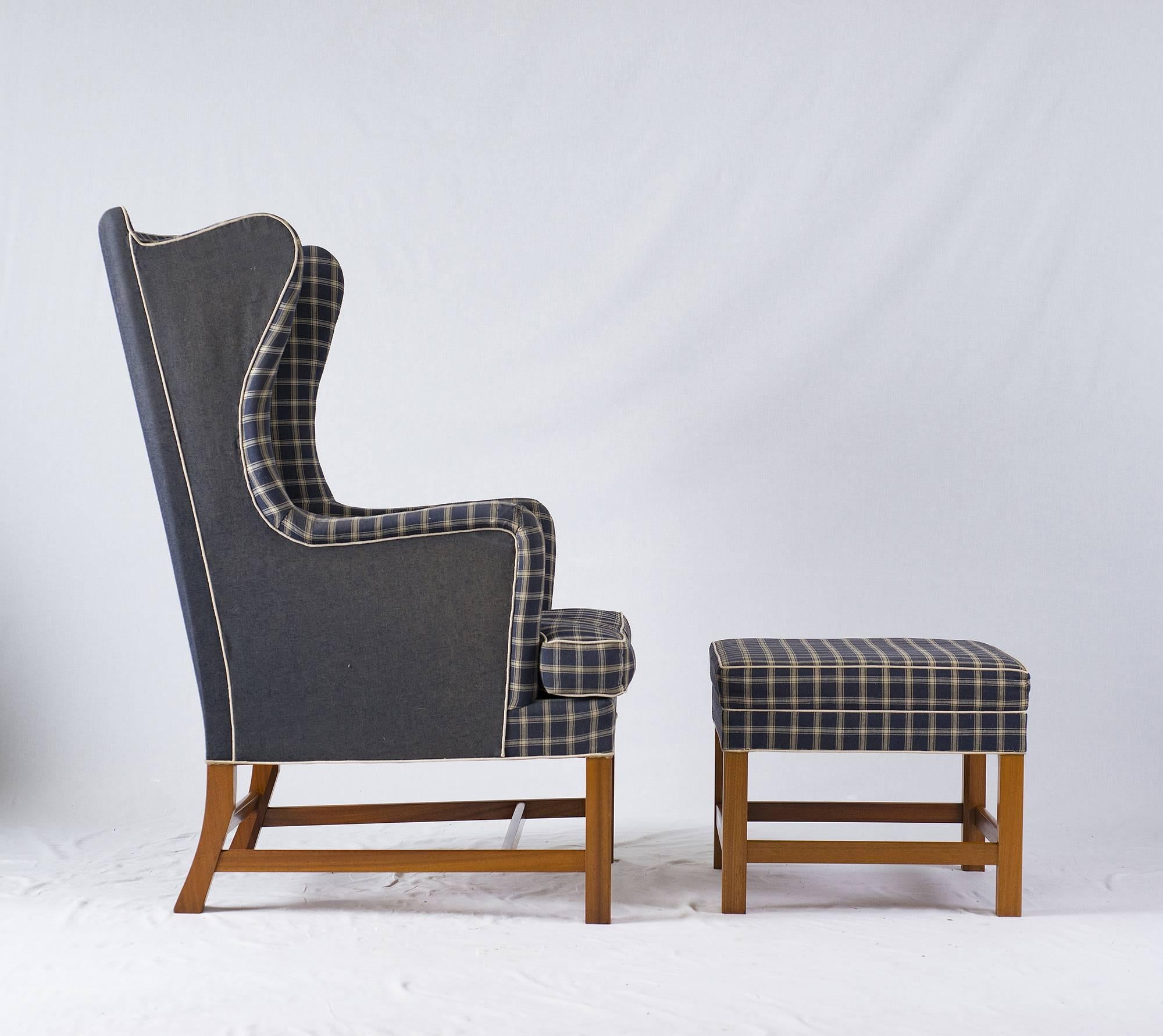 wingback chair and stool