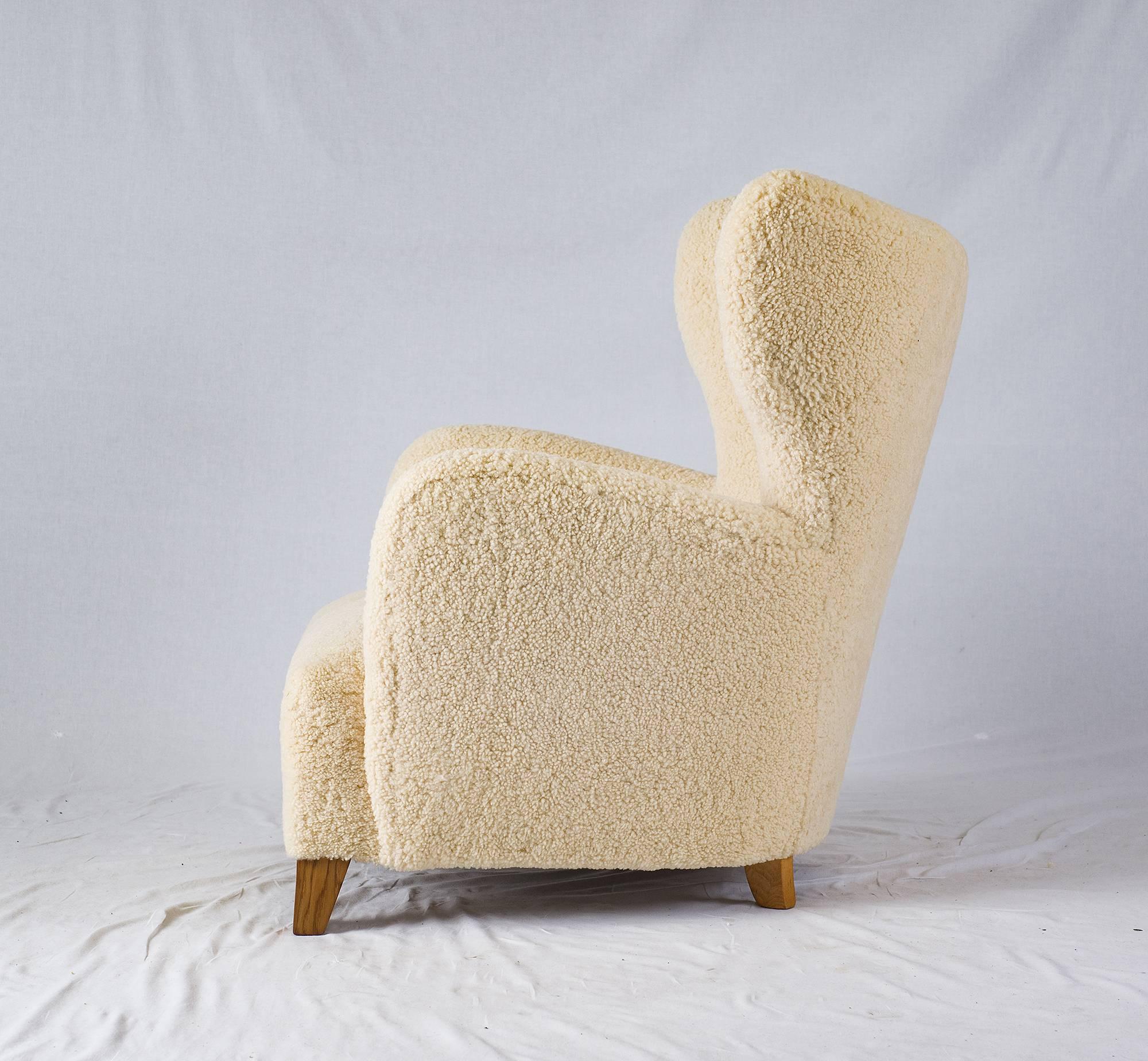 Scandinavian Modern  Scandinavian Sheepskin Lounge Chair