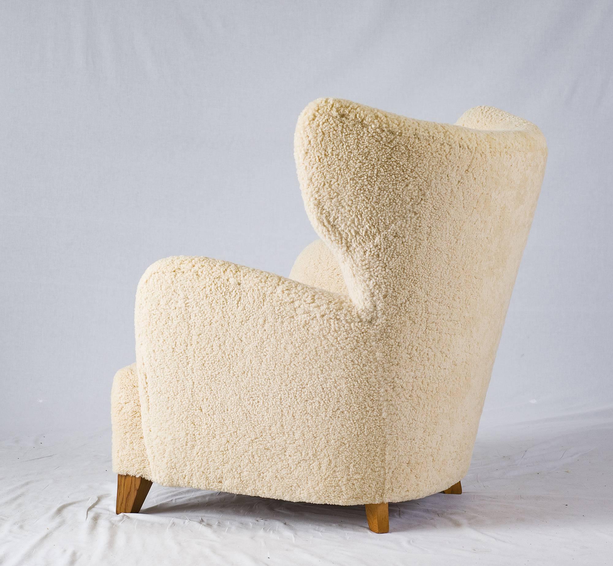 Mid-20th Century  Scandinavian Sheepskin Lounge Chair