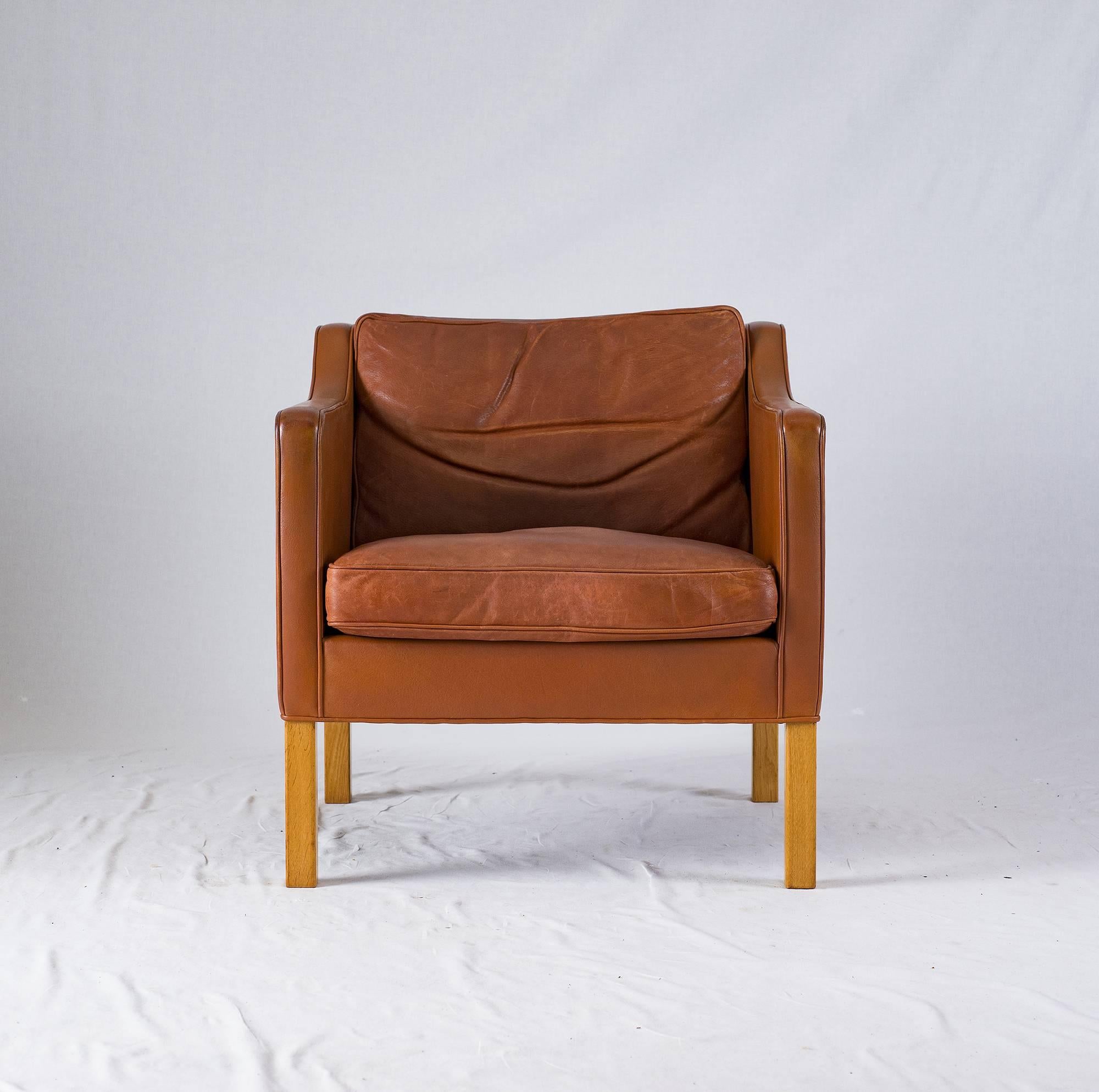 Mid-Century Modern Børge Mogensen Leather Lounge Chair